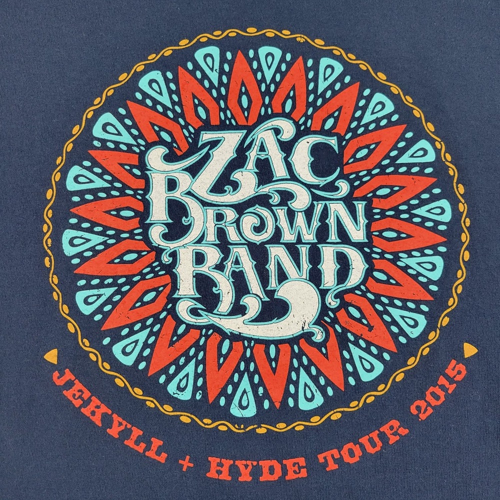 Zac Brown Band Shirt Mens‎ Large Blue Jekyll Hyde Tour 2015 Southern Ground